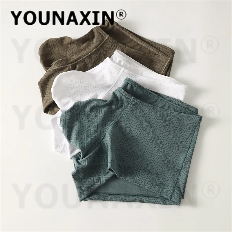 5 Pieces Men's Youth Ice Silk Boxer Briefs Breathable Comfort Low Rise Solid Color Four-Corner Underwear Panties Trunks M-2XL