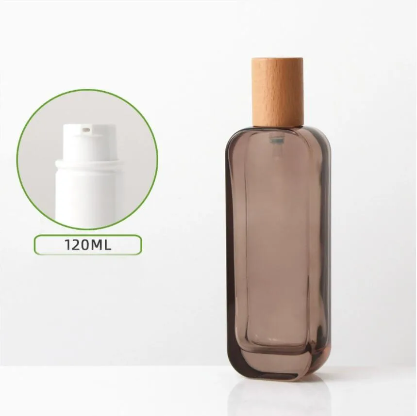 

120ml brown glass bottle wooden lid serum/lotion/emulsion/foundation/essence toilet toner water skin care cosmetic packing