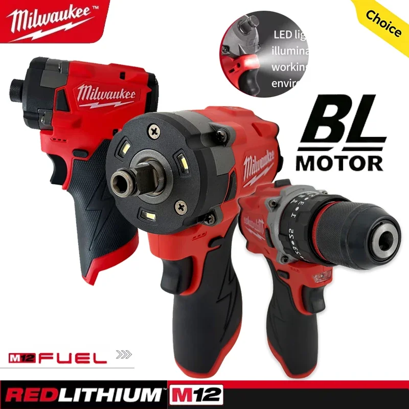 Milwaukee M12 Brushless Cordless Stubby Impact Wrench,Electric Drill, screwdriver, LED Lights Practical Power Tool