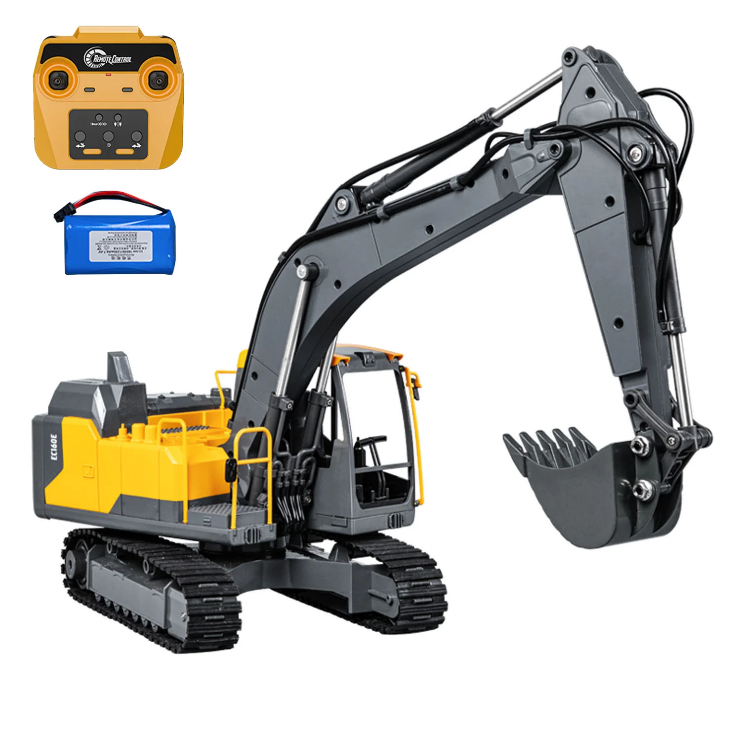 1/16 DoubleE E598 003 levage électrique RC pelle métal 2 bras télécommande pelle VO marteau seau griffe 360 °   Rotation