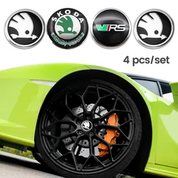 4Pcs 56mm+60mm Aluminium VRS Logo Car Wheel Centen Caps Sticker For Skoda Panal Octavia 2 3 A7 Fabia MK1 VRS Sticker Accessories