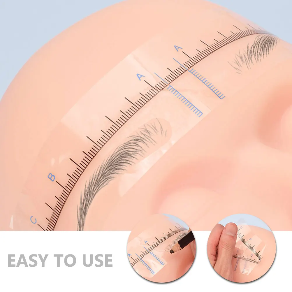 

50pcs Eyebrow Ruler Tattooing Template Positioning Tool Shaping Stencil Brow Mapping Ruler Makeup Drawing Disposable Stickers