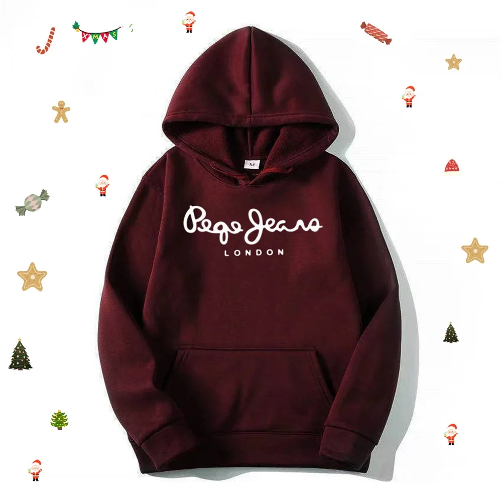 2025 Christmas Sweatshirts Hoodies Men Women Wine red Sports Tops Fashion Casual Hooded Pullover Winter