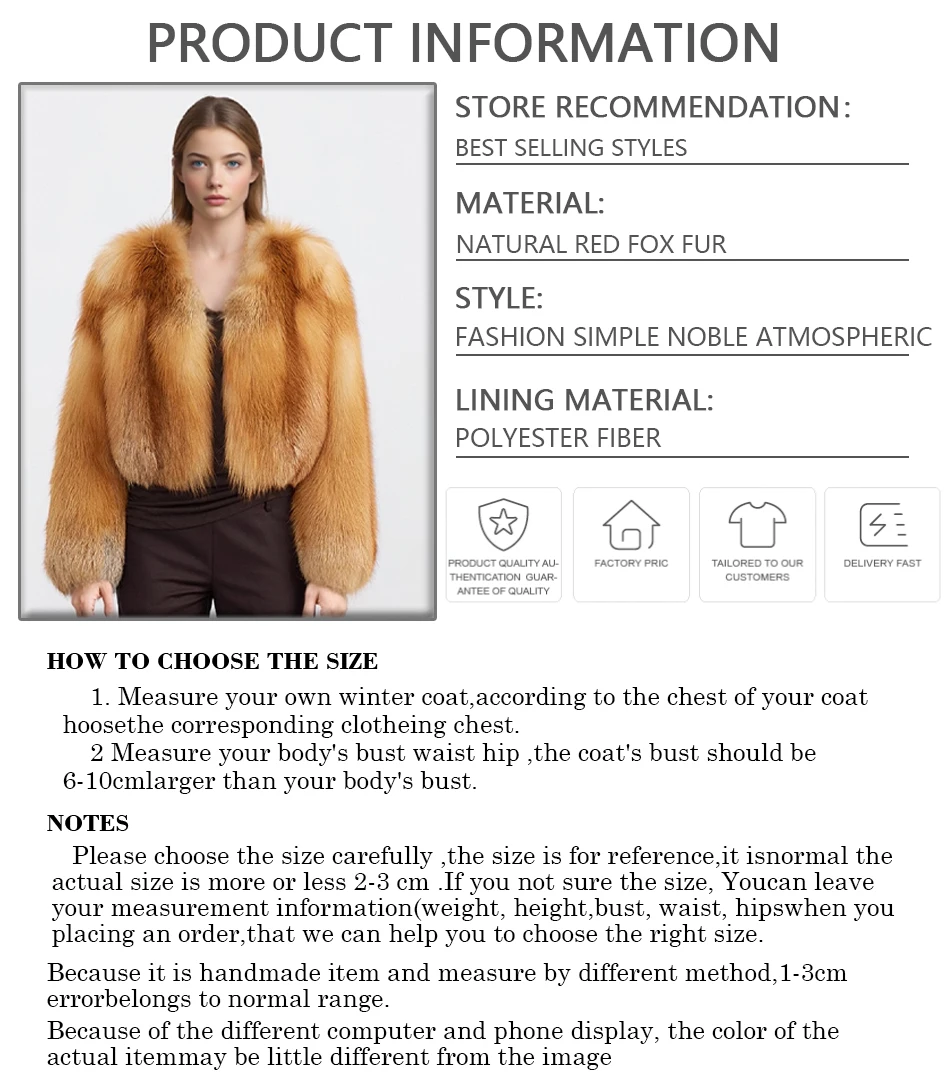 Collarless Red Fox Fur Coat Short Natural Full Skin Fur Coat Real Fox Fur Petite Jacket Best Selling Women's Winter Jacket