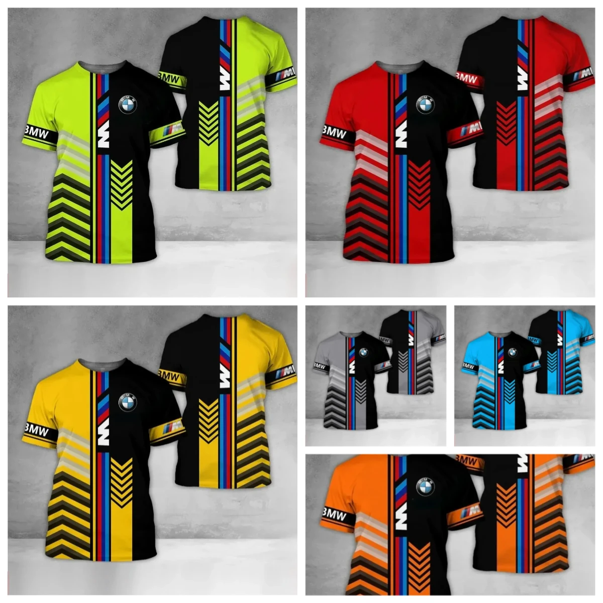 

2025 BMW Men's Six Racing Suits Summer Quick-drying T-shirt Motorcycle Short Sleeves Breathable Loose Fashion Casual Trend Y2K