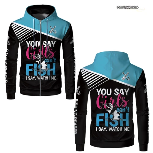 Imagen 2 del producto Sudadera con capucha y cremallera para hombre, suéter con estampado 3D de Marlin y lubina, estilo de pesca divertido, a la moda, Tiki Y2K, Harajuku, novedad de 2024