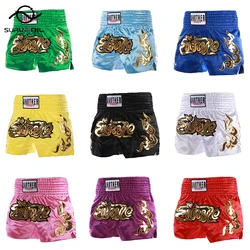 Pantalones cortos de Muay Thai Respirable Pantalones cortos de boxeo tailandés Mujer Hombre Niño Artes marciales MMA Thaiboxing Grappling Kickboxing Ropa de lucha