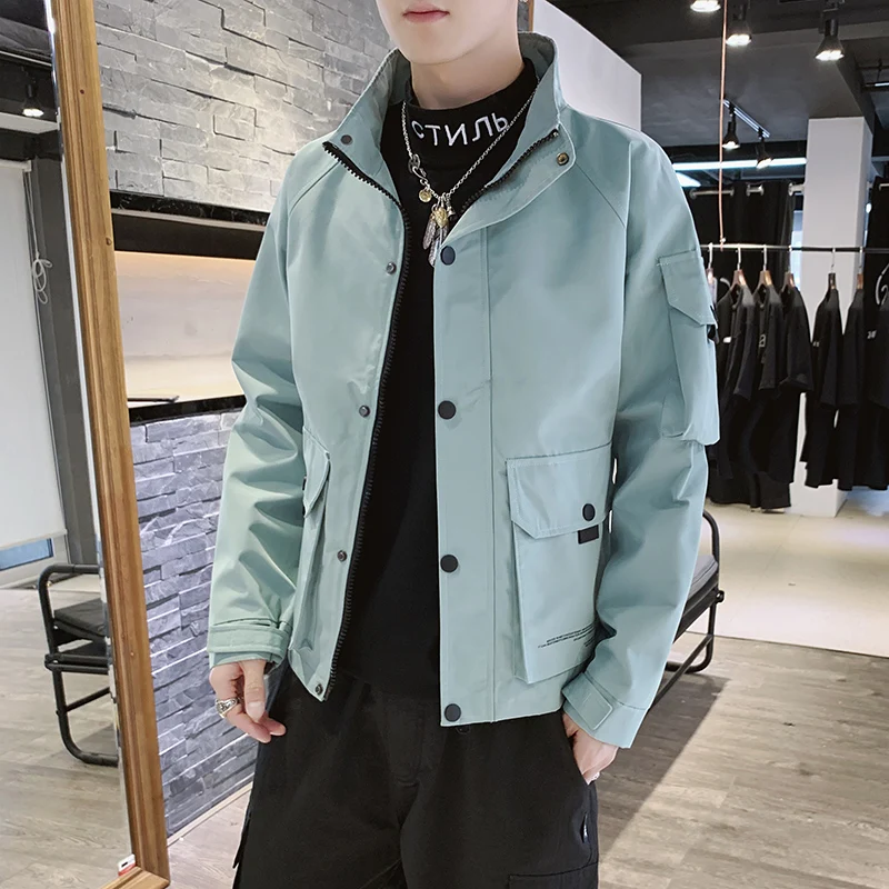 New Arrival Men's Casual Jackets 2025 Spring Autumn Solid Color Bomber Coat Youth Slim Fit Stand Collar Windproof Tops Clothing