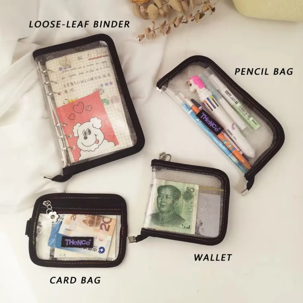 Ins PVC Coin Purse Laser Flash Powder Card Bag Transparency Loose-leaf Binder