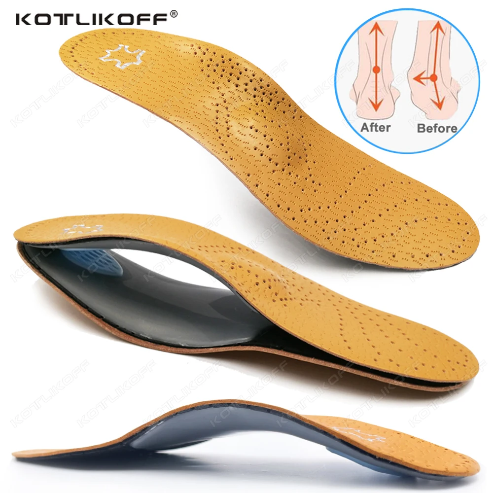 

KOTLIKOFF Leather Orthotic Insole For Flat Feet Arch Support Orthopedic Shoes Sole Insoles For Feet Men Women O/X Leg Corrected