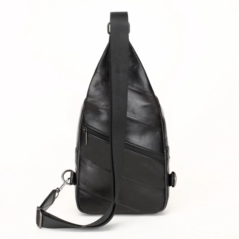 Bolso de pecho de cuero genuino para hombre, bandolera de hombro de gran capacidad, de negocios, a la moda