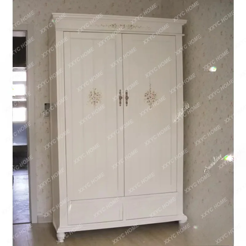 solid wood classic hand-painted furniture painted large wardrobe