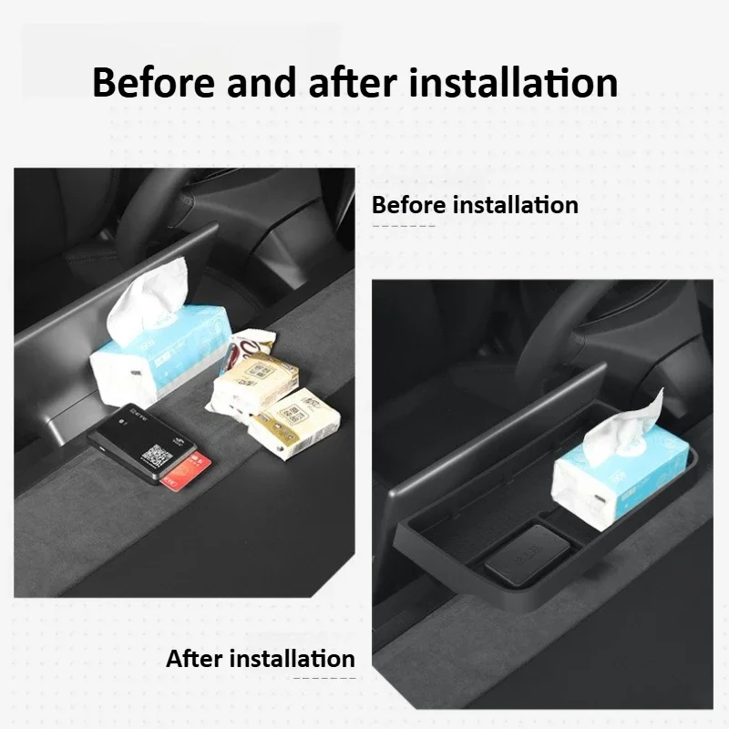 

ETC Storage Box for Tesla Model Y Juniper 2025 Layered Organization Tissue Tray Dashboard Double-layer Storage Box Accessories