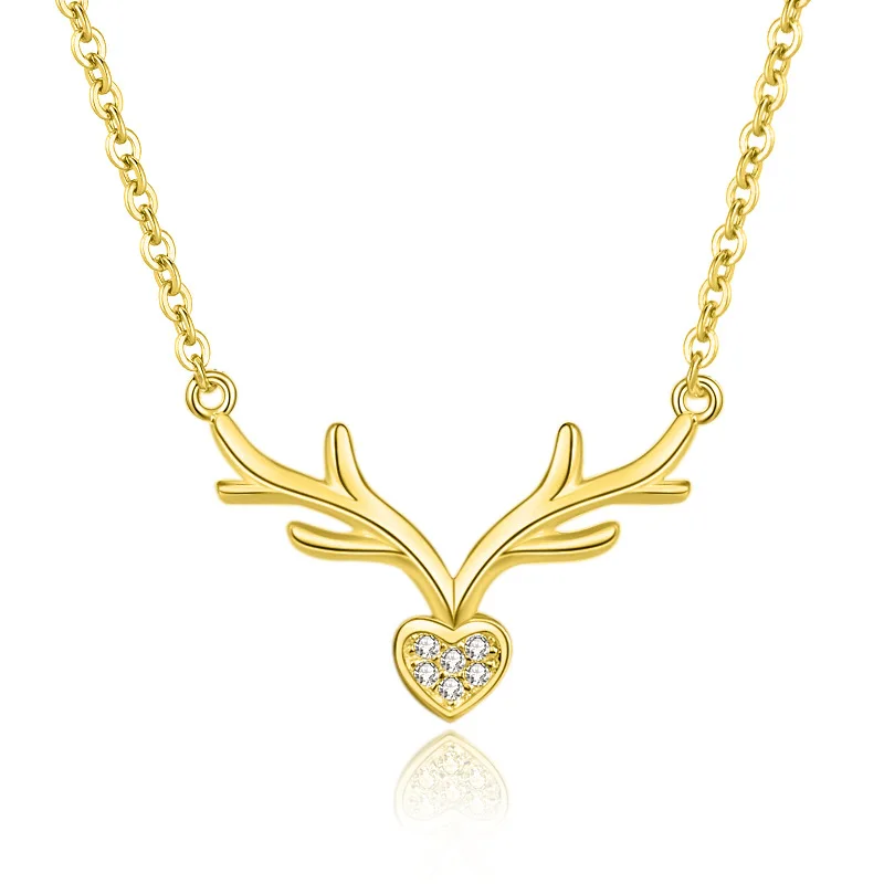 

Women's Trendy S925 Silver Antler Necklace Full Diamond Joker Ins Wind Butterfly Pattern Perfect Christmas Holiday Gift