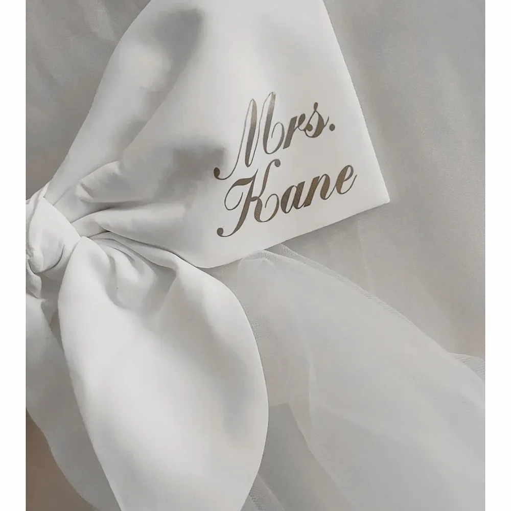 

1Pcs 24 Inch Personalize Bride Bow Veil for Hen Party Bridal Shower Veil Memorial Gifts Inch Unique Custom Wedding Veil