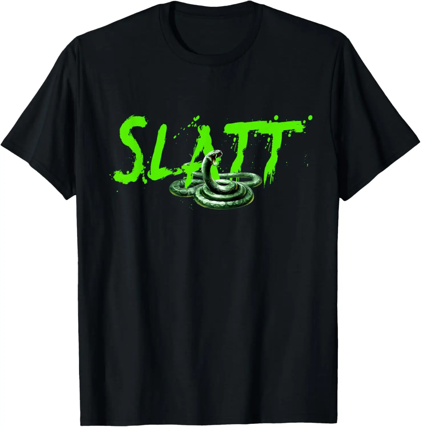 Slatt With Snake Slime Love All The Time T-Shirt 100% Cotton Trendy Y2K Short-Sleeve Tee – Soft, Quick-Drying, &