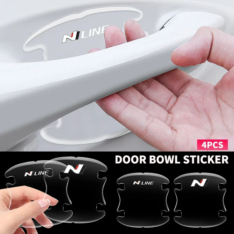 

4x Car Door Bowl Handle Protector Stickers Transparent Anti-scratch Film For Hyundai I20 I30 Kona Tucson Sonata Elantra Veloster