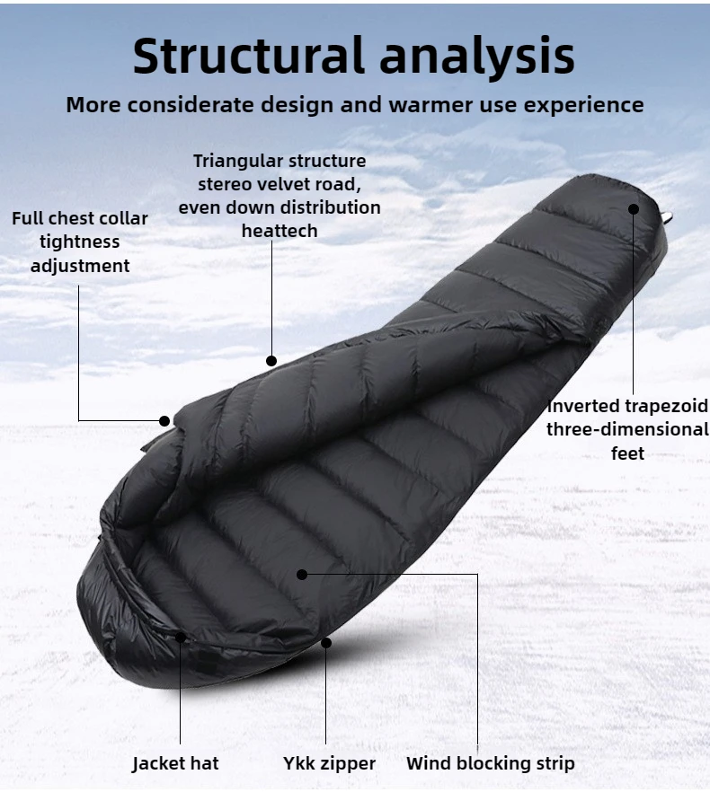 Ultraligero Calido Saco de Dormir Adulto de Pluma Ganso، Invierno Impermeable Portátil، Para Acampar Montaña Senderismo