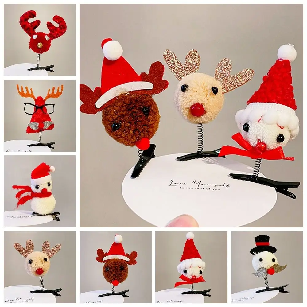 Merry Christmas Decor Christmas Hairpin Sequin Santa Claus Children Deer antler Hair Clip Bowknot Korean Hair Accessories