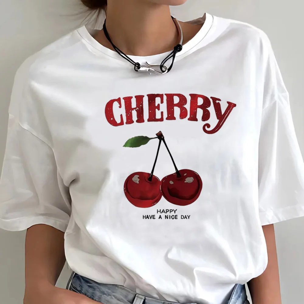 Cherry shirt female Punk Psychedelic Digital women t shirt Breathable Trendy Punk Colorful Retro