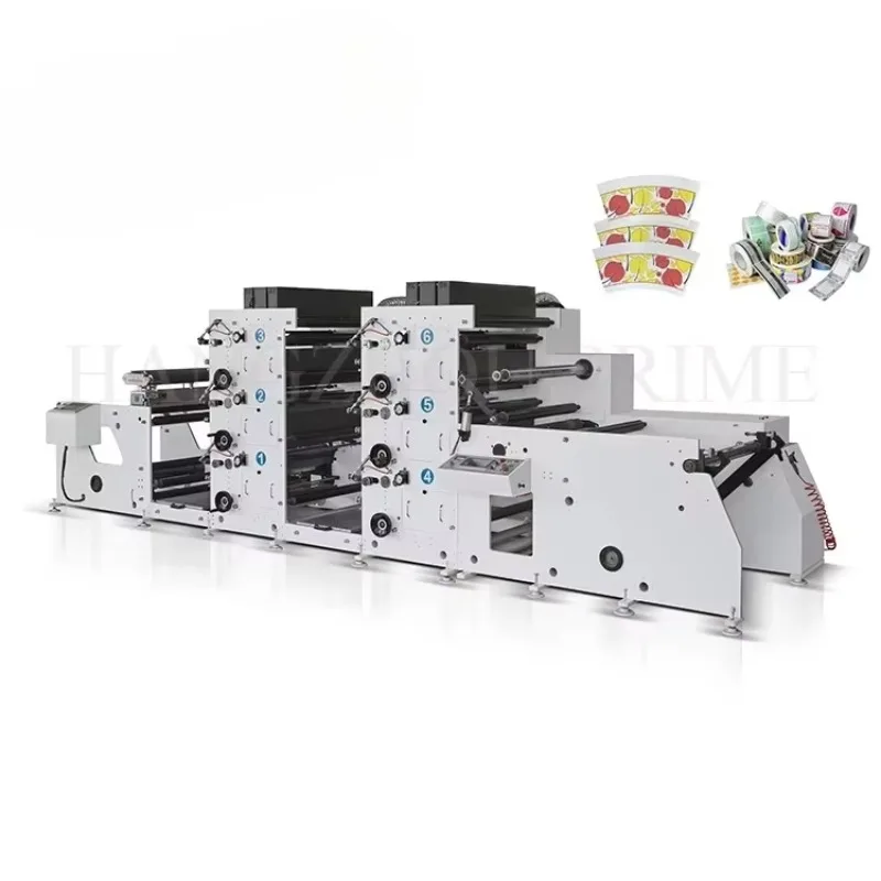 Customized High Efficient 4 Color Flexo Print Machine Paper Label Roll To Roll Flexographic Printing Machine