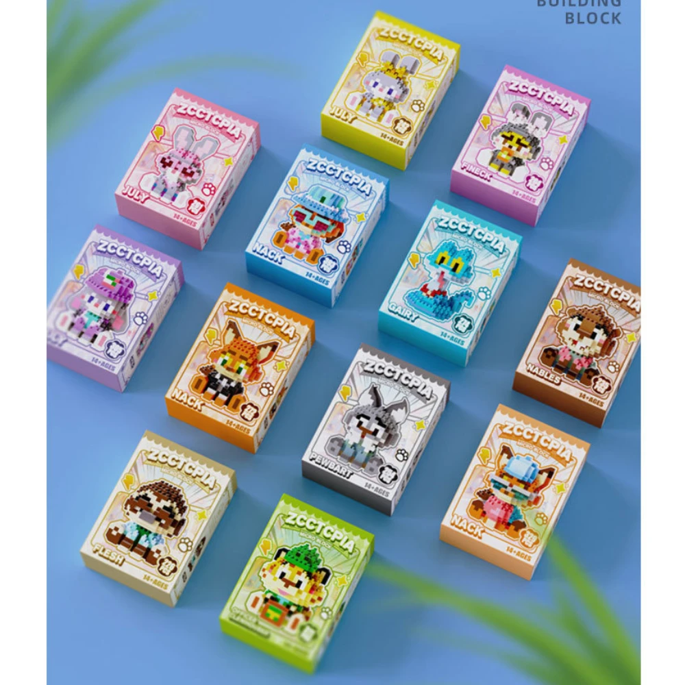 Zootopia Judy Hopps Nick Wilde boîte aveugle série Anime personnage ornement LEGO Micro-particules Figurines 3D jouets de construction cadeau