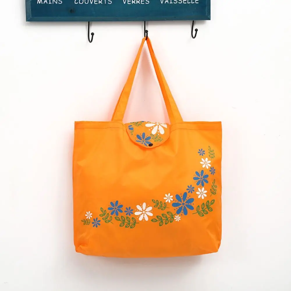Folding Eco-Friendly Grocery Bag Reusable Floral Print Shopper Bag Foldable Large-Capacity Handbag Pouch Vegetable