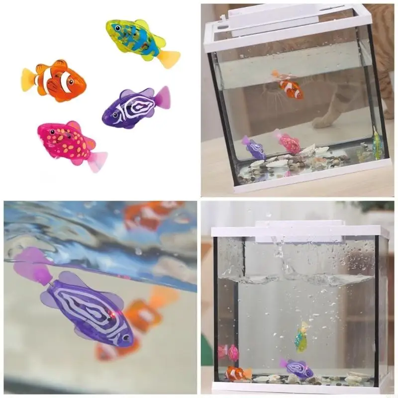 

4pcs Motion Actived Ploating Fish Banath Toy Toy Toy Toy с светодиодным светодиодным электрическим плаванием подарки дети дети