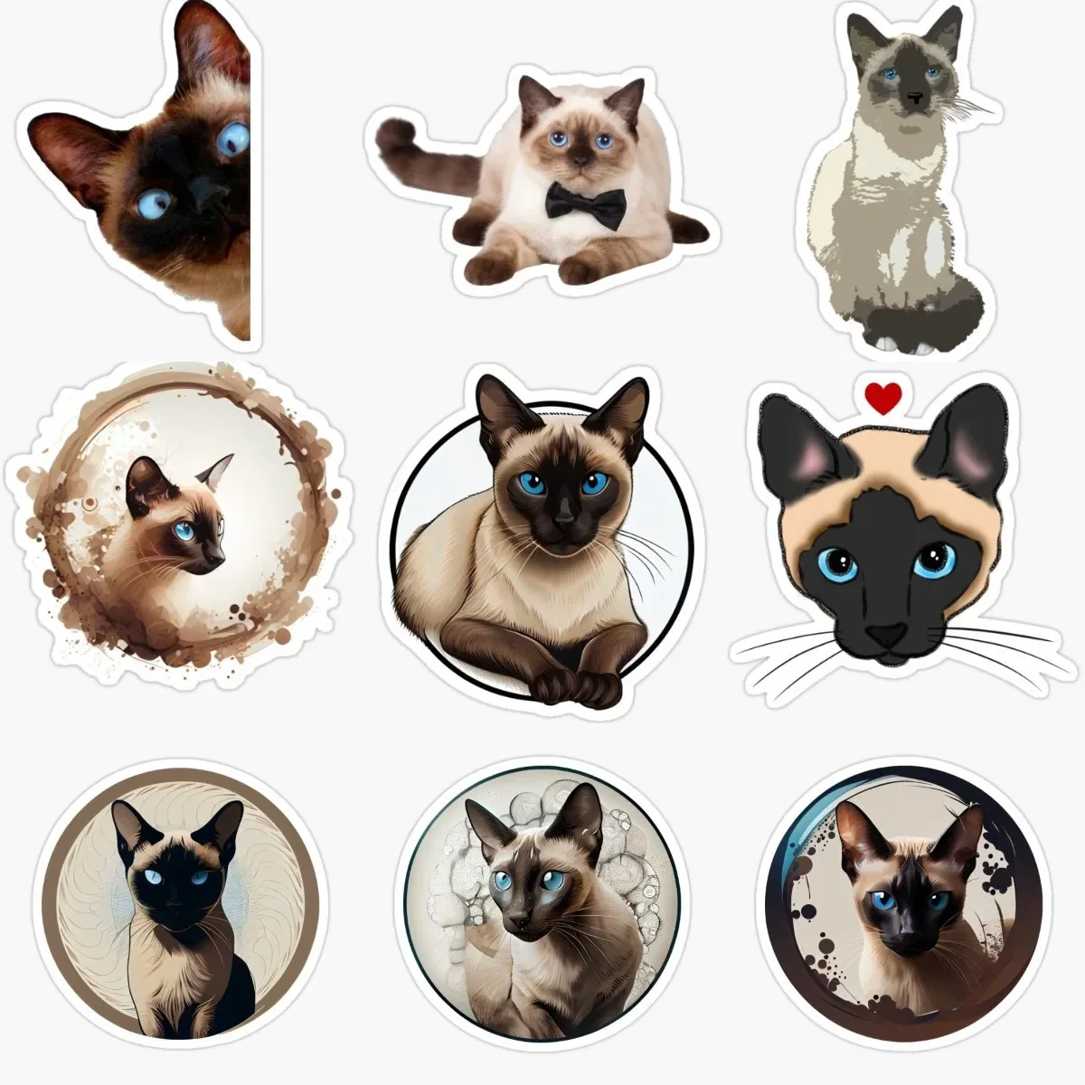 

Siamese Cat Pets Catoon Creative Stickers for Decorate Car Fridge Van Room Bicycle Truck Table Motorcycle Off-road Window