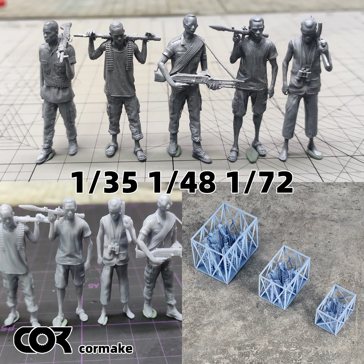 

Somali pirates figure Soldier team Military Man Set Assembly Scale Set Static plastic Military model kit 5 pcs 1/72 1/35 1/48