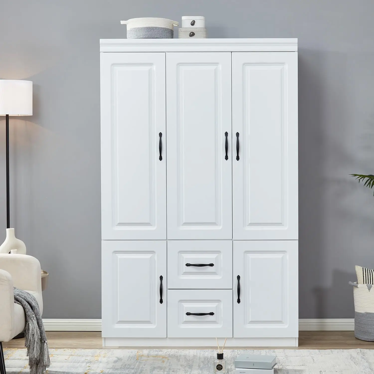 Armoire de Rangement Élégante, Placard avec Grande Capacité, Armoire avec 3 Portes, 2 Portes de Proximité