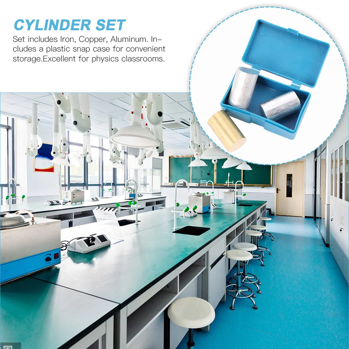 

3pcs Cylinder Cylinder Set 1.8cm Copper Iron Aluminum Density Experiments Physics Lab Equipment Weighing Scale Tools