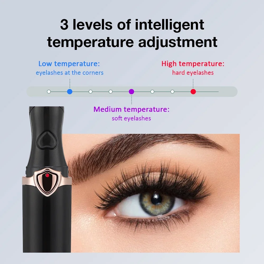 Mini USB Heating Eyelash Curler Eye Lashes Fast Curling Comb Mascara Long Lasting Eyelash Curler Clip Device Eyelash Slender Pen