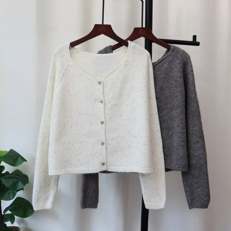 2024 Women Cute Sweater Cardigan Kintted Button Gray Loose Spring Autumn Vintage Winter Streetwear Y2k Jumper Coat Cardigans