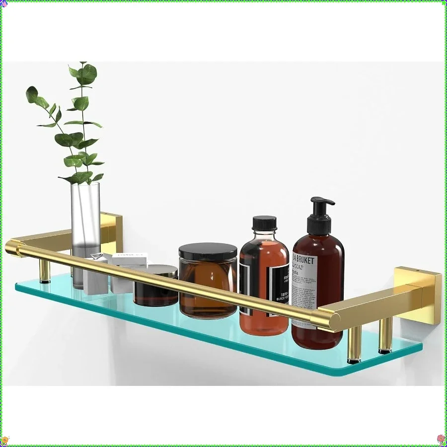 Mensola in vetro per bagno - Ringhiera in acciaio temperato e spazzolato da 20 pollici, galleggiante |   per proprietari di casa/currenti |   Lavello sopra