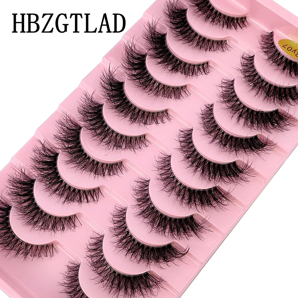 New 10 pairs 3D Mink Eyelashes Invisible Band Lashes Extension Natural False Eyelashes Cross Fairy Faux Big Eye Long Fake Lashes