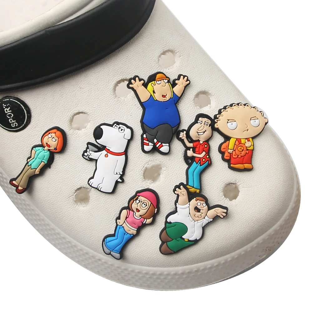 1-7pcs Family boys Cartoon Shoe Charms Accessories Children Shoe Decorations Fit Wristband Classic Clog Charms Party Present image 4