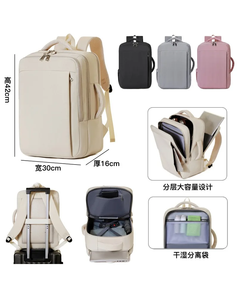 

High end women's backpack with multi functional design for business commutes and short trips