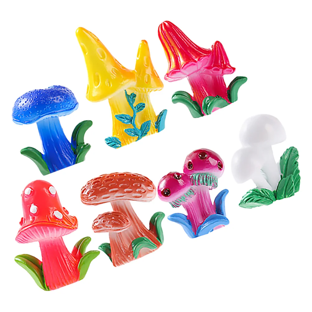 

7Pcs Resin Mini Mushrooms Micro Landscape Decor for Bonsai Garden Shelf Tabletop Decoration Exquisite Craft Lightweight