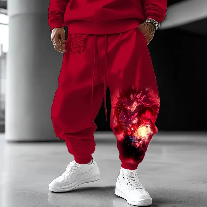 

Мужские осенне-зимние спортивные штаны японского аниме Dragon Ball Z Super Saiyan 4, брюки с графикой Harajuku Y2k, хлопковые повседневные леггинсы
