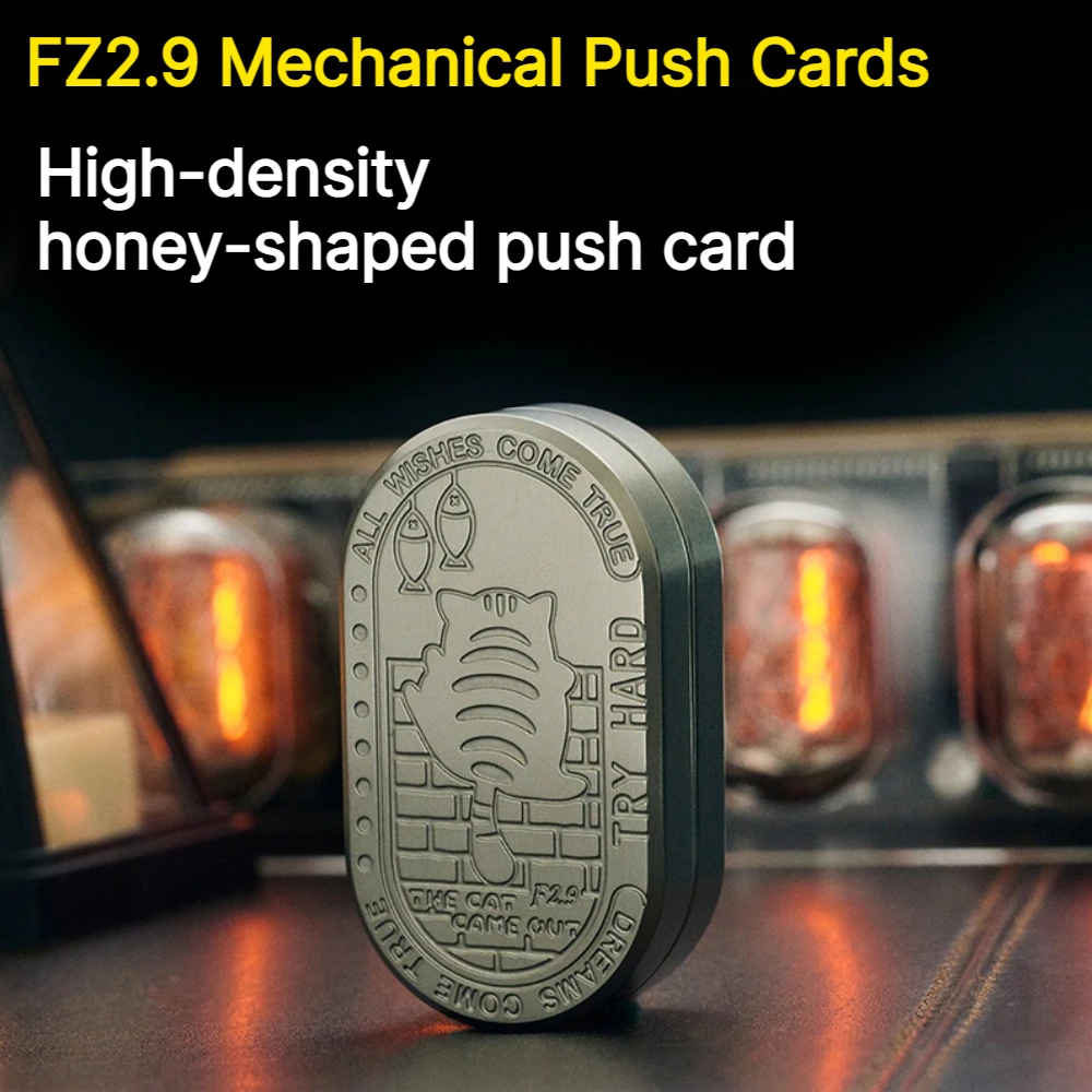 JS EDC Fanzi 2.9 Mechanical Stainless Steel Ultra-Dense Track Straight-Push Rotating Fingertip Push Card Stress Relief Toy