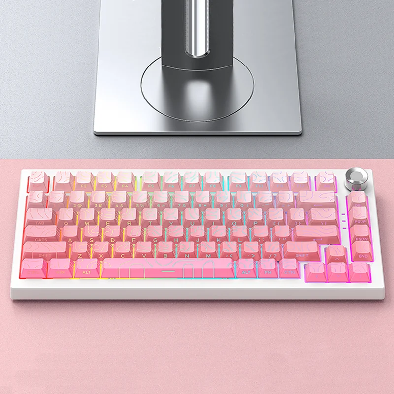 Pink contour side engraved light transmission gradual change keycap adaptation wooting step from ace68 key 87 key 108 key