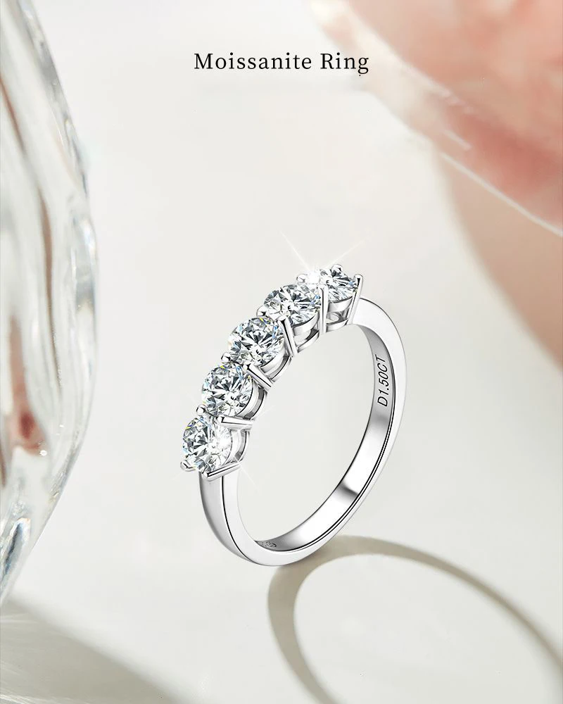 

Niche design moissanite ring for women, light luxury, versatile, S925 sterling silver stackable ring or midi ring