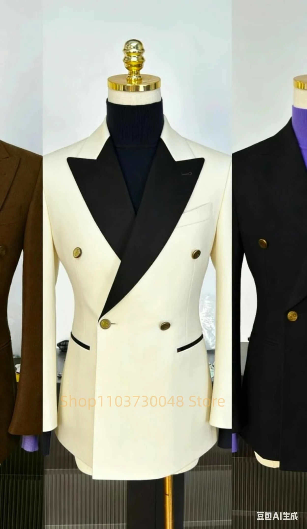 

Wedding Men Suit Jacket Long Sleeve Double Breasted Blazer Business Coat Mid Length Cardigan Work Office Coat for Party Prom