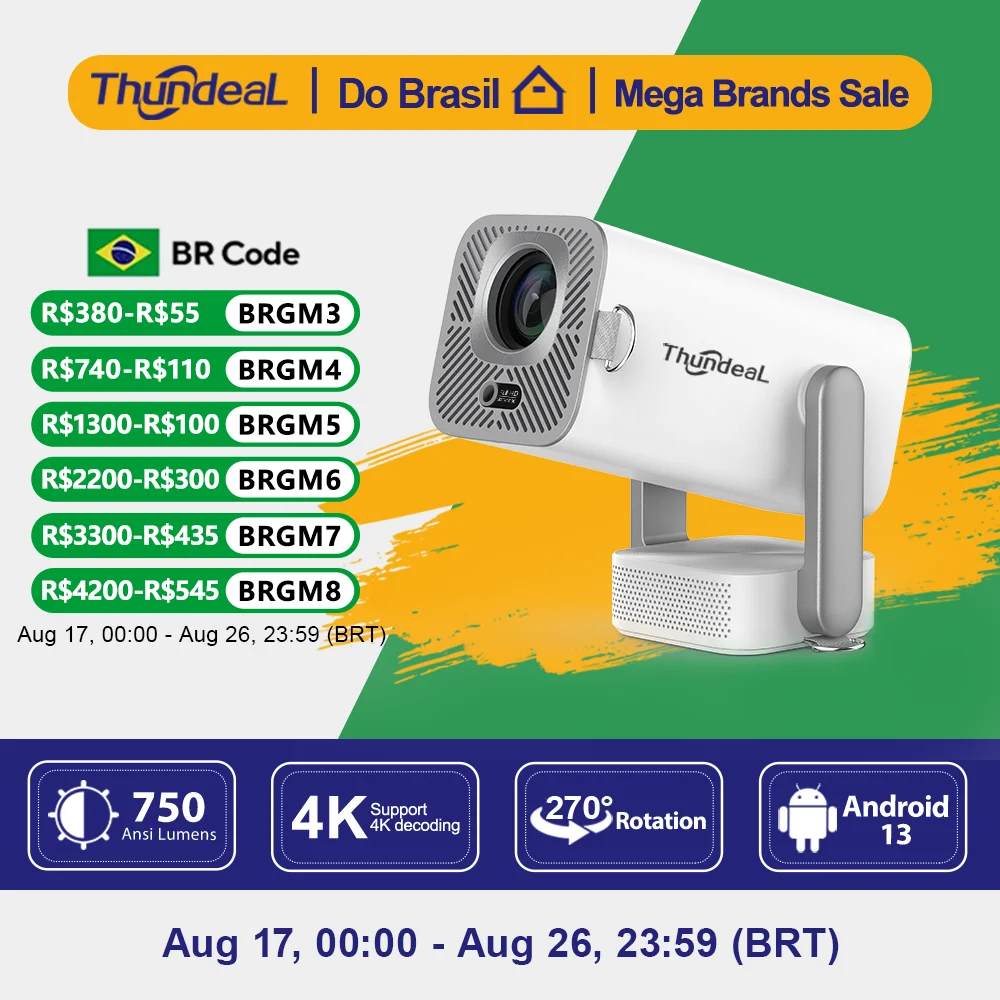 Projetores no brasil Mini inteligente projetor de imagem ThundeaL HD 1080P 2K 4K com LED TD80W Pro WiFi Android Correção Keystone TD80Pro projetor de vídeo 3D para cinema em casa Para educação