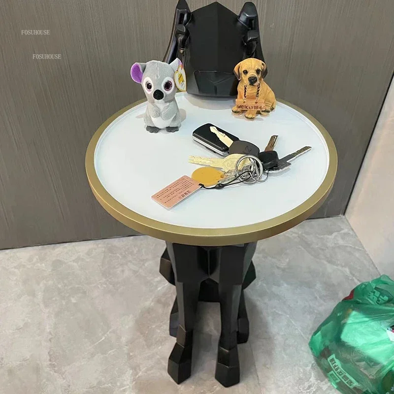 الشمال الفاخرة المنزل طاولات القهوة أثاث غرفة المعيشة الإبداعية أريكة طاولة جانبية السرير الجداول مصمم الطابق الكلب طاولة القهوة م #6