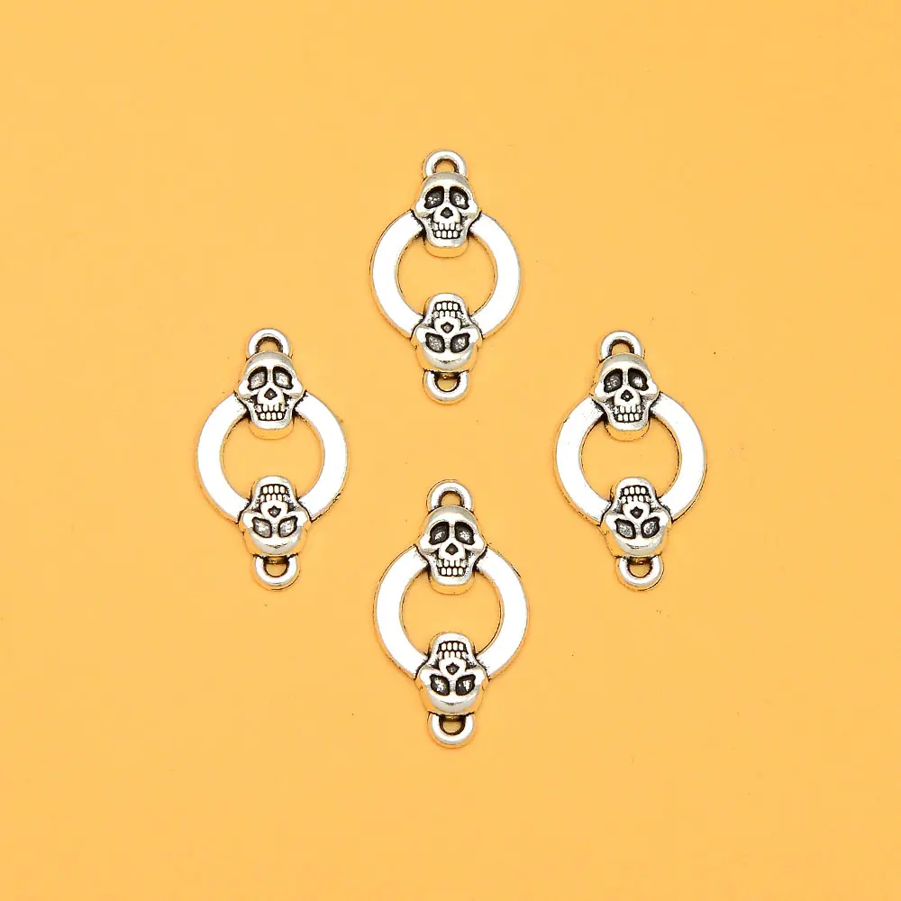 10pcs/Lots14x24mm Goth Skull Head Connector Charms Halloween Pendants For DIY Earring Necklace Bracelets Jewelry Making Supplies image 2