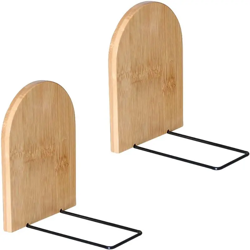 ABJT-Wooden Book Ends Wood Decorative Bookends Office Book Stand Bookshelf Ends Sturdy Book Holders For Shelves