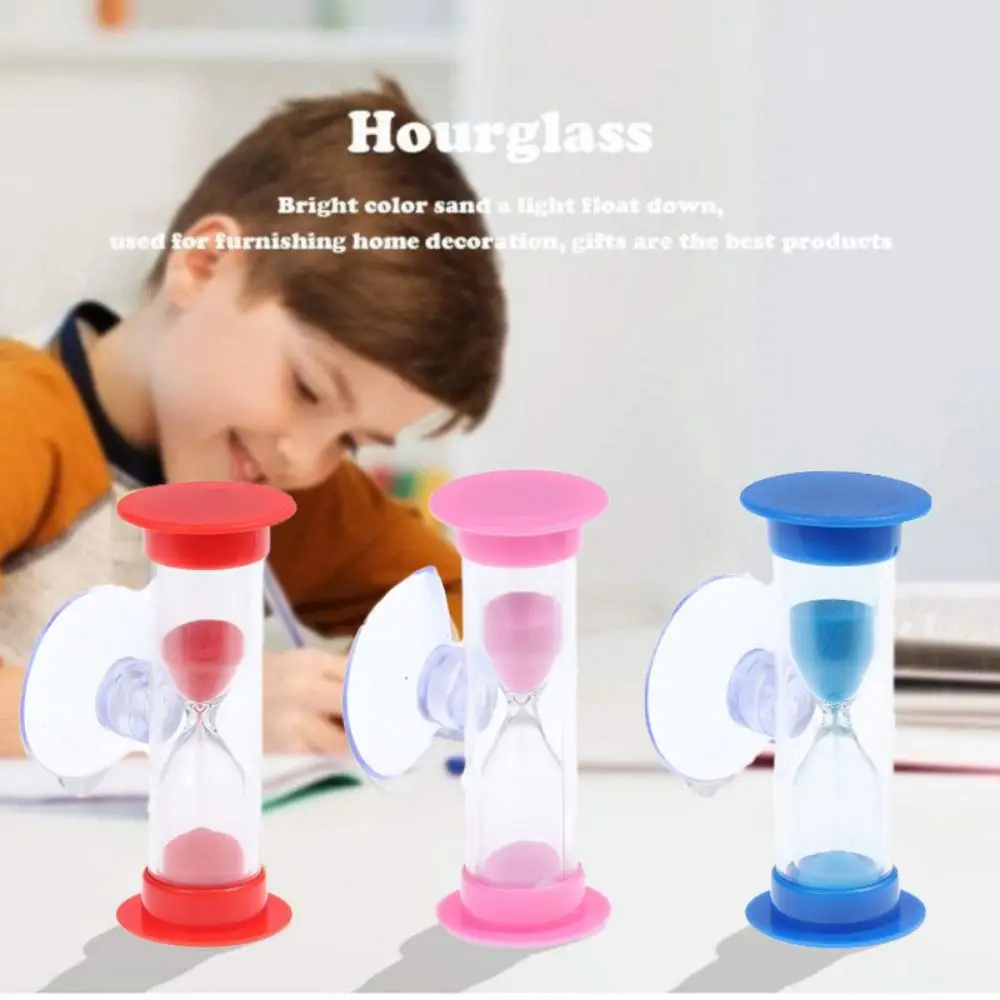 2/3 Minutes Hourglass Sand Clock Suction Cup Mount Time Reminder Design Sand Timer Funnel Shape Multicolor Mini Hourglass