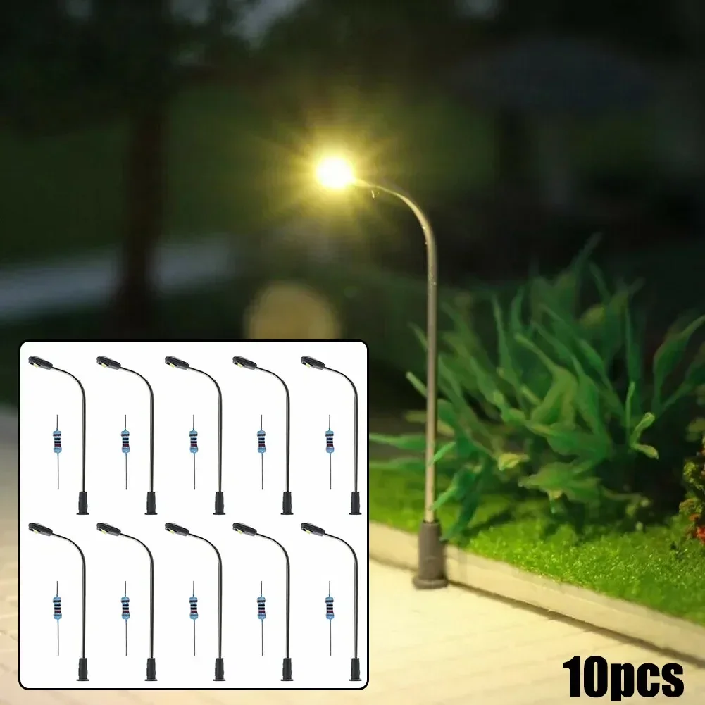 10pcs 1:87 Model LED Street Lamp Lighting Single Head Train Layout Landscape 3V 20mA Led Lamp Lighting